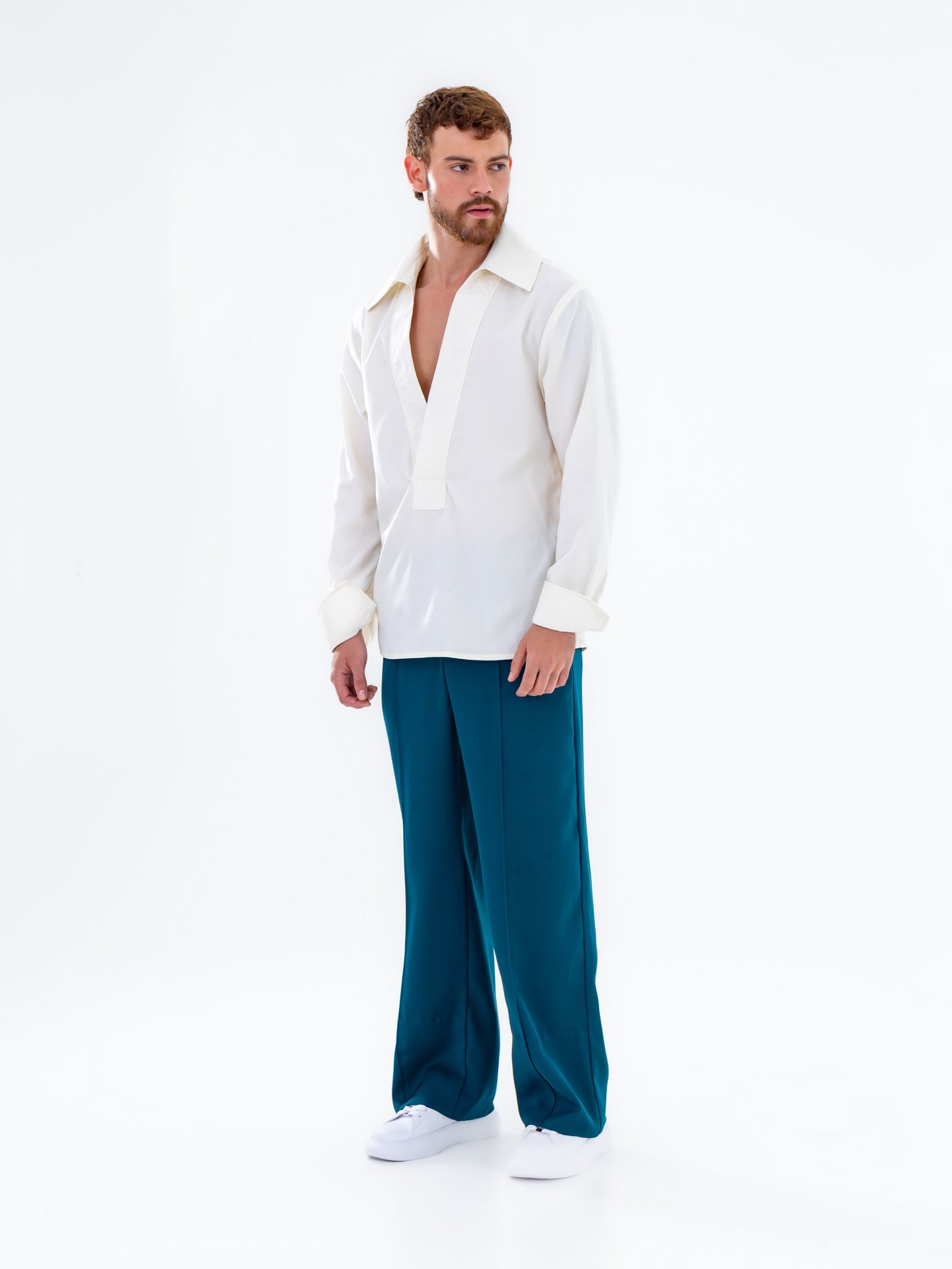 White W V-Neck Shirt
