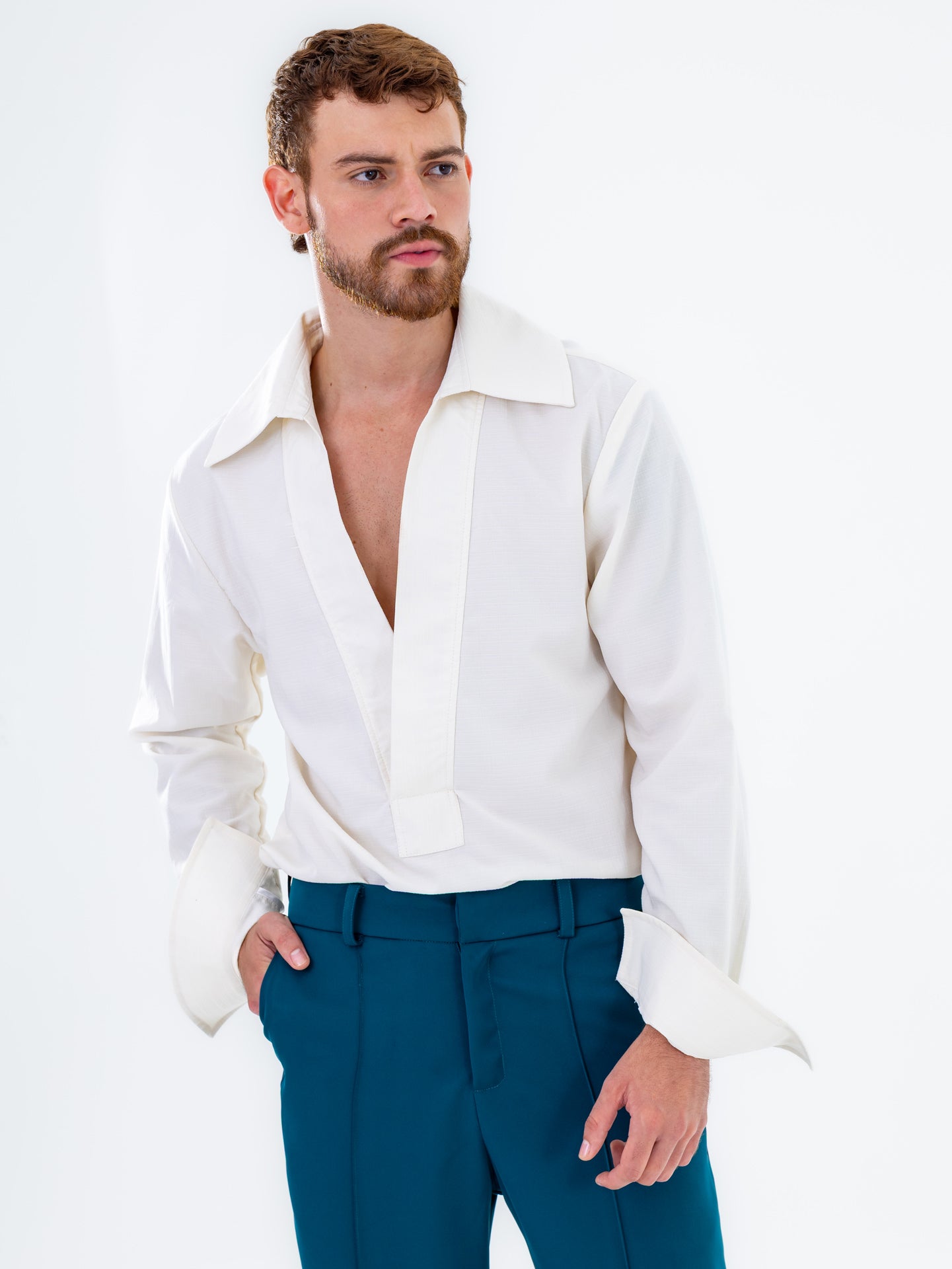 White W V-Neck Shirt