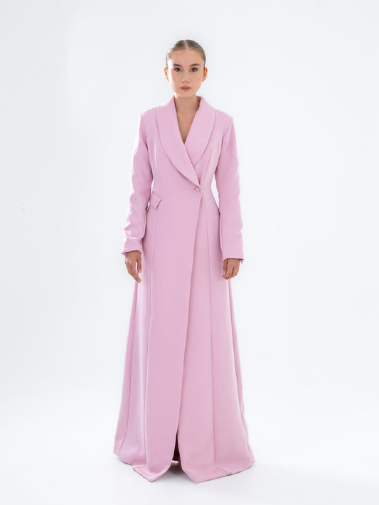 Pastel Pink Maxi Blazer Dress