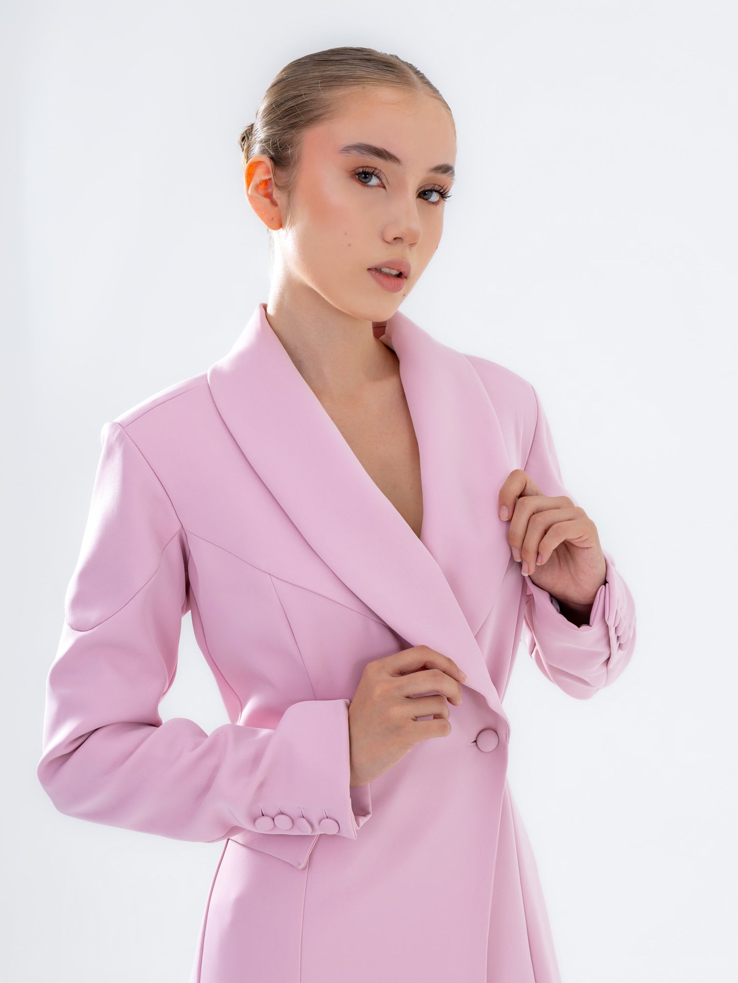 Vestido Maxi Blazer Rosa Pastel