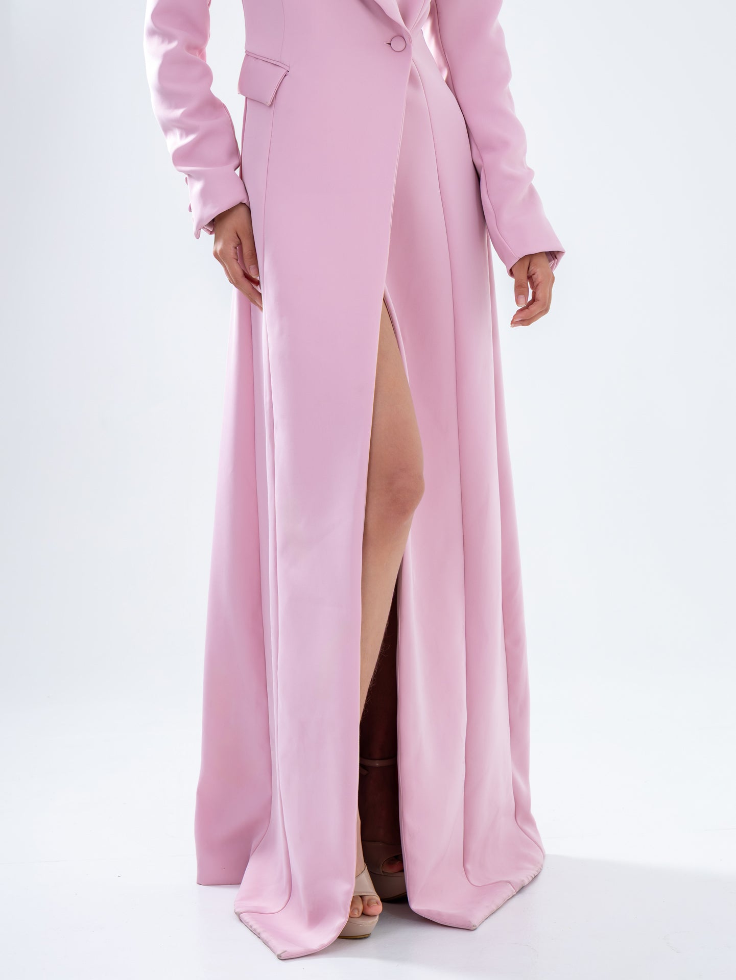 Vestido Maxi Blazer Rosa Pastel
