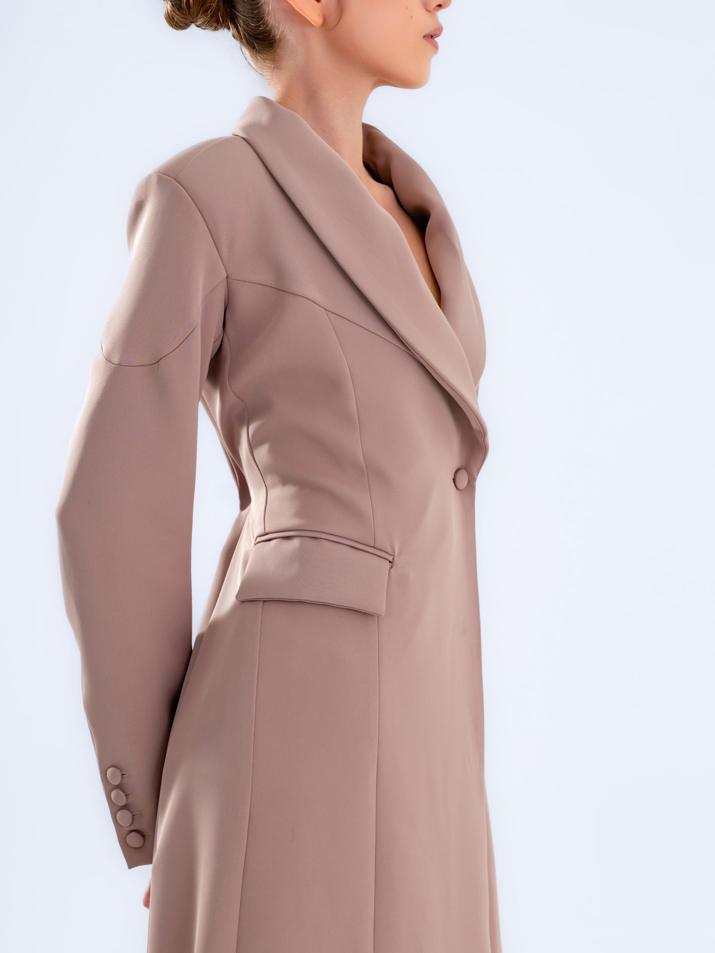 Taupe Brown Maxi Blazer Dress