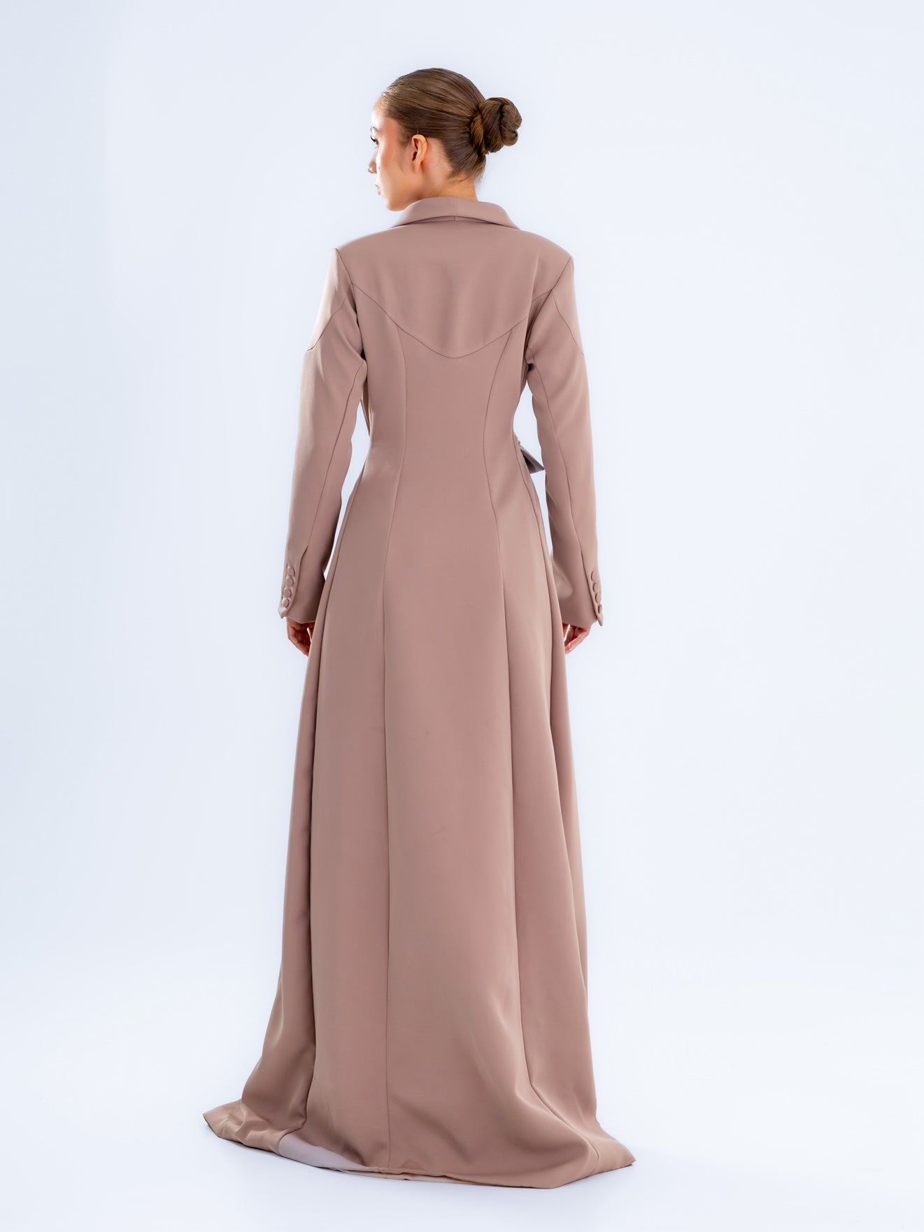 Taupe Brown Maxi Blazer Dress
