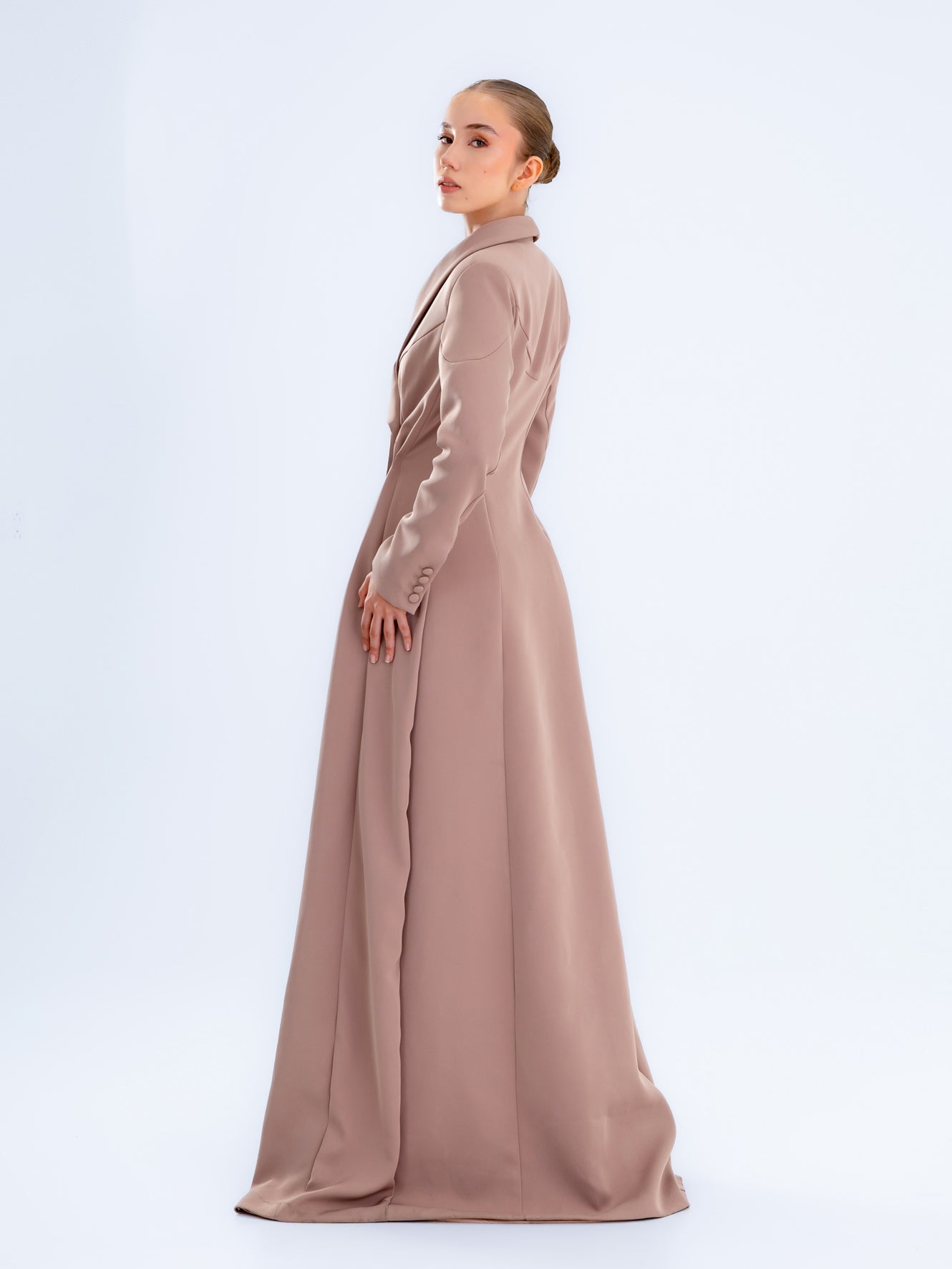 Taupe Brown Maxi Blazer Dress