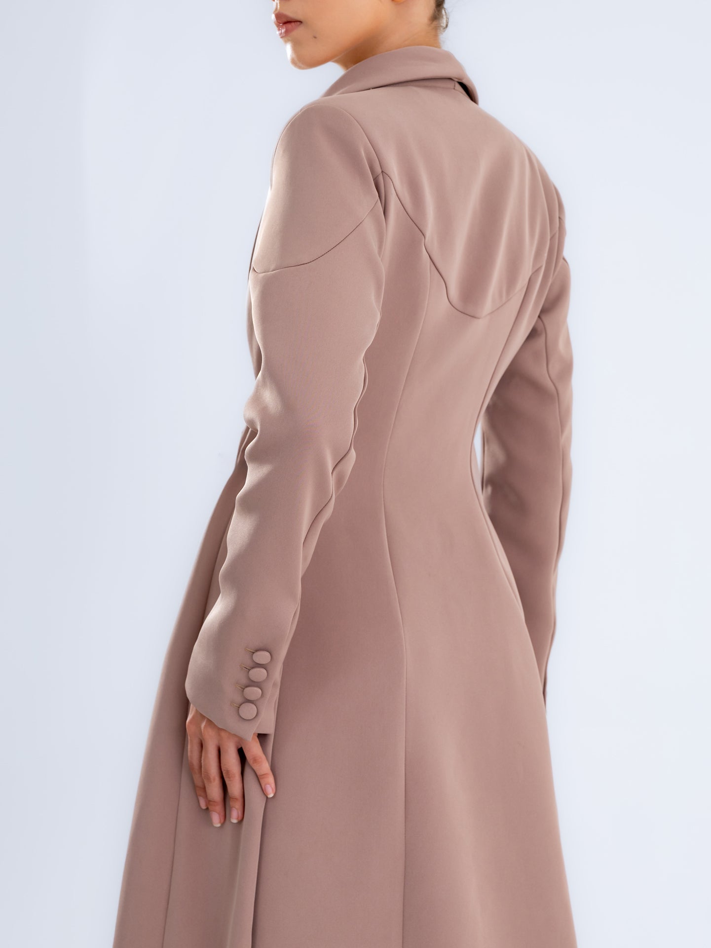 Taupe Brown Maxi Blazer Dress