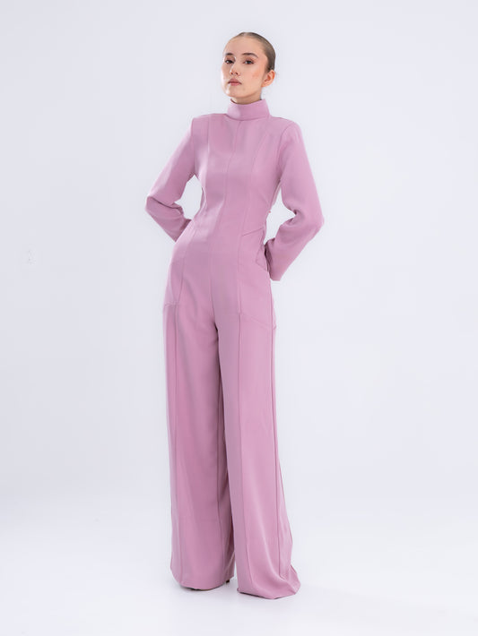 Women's Futuristic Mauve Rose Jumpsuit