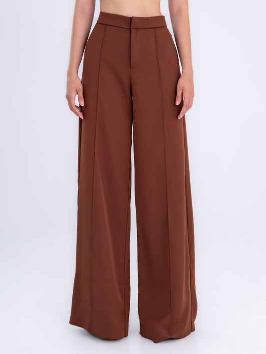Chocolate Brown Wide-Leg Trousers