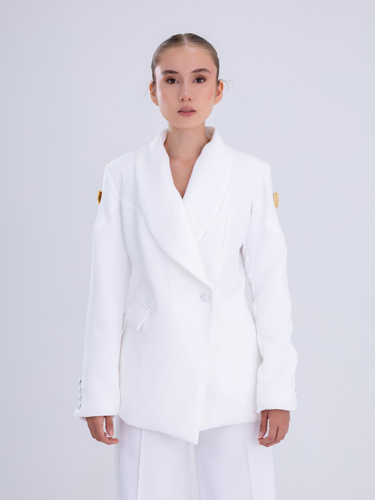 Snow White Double-Breasted Blazer
