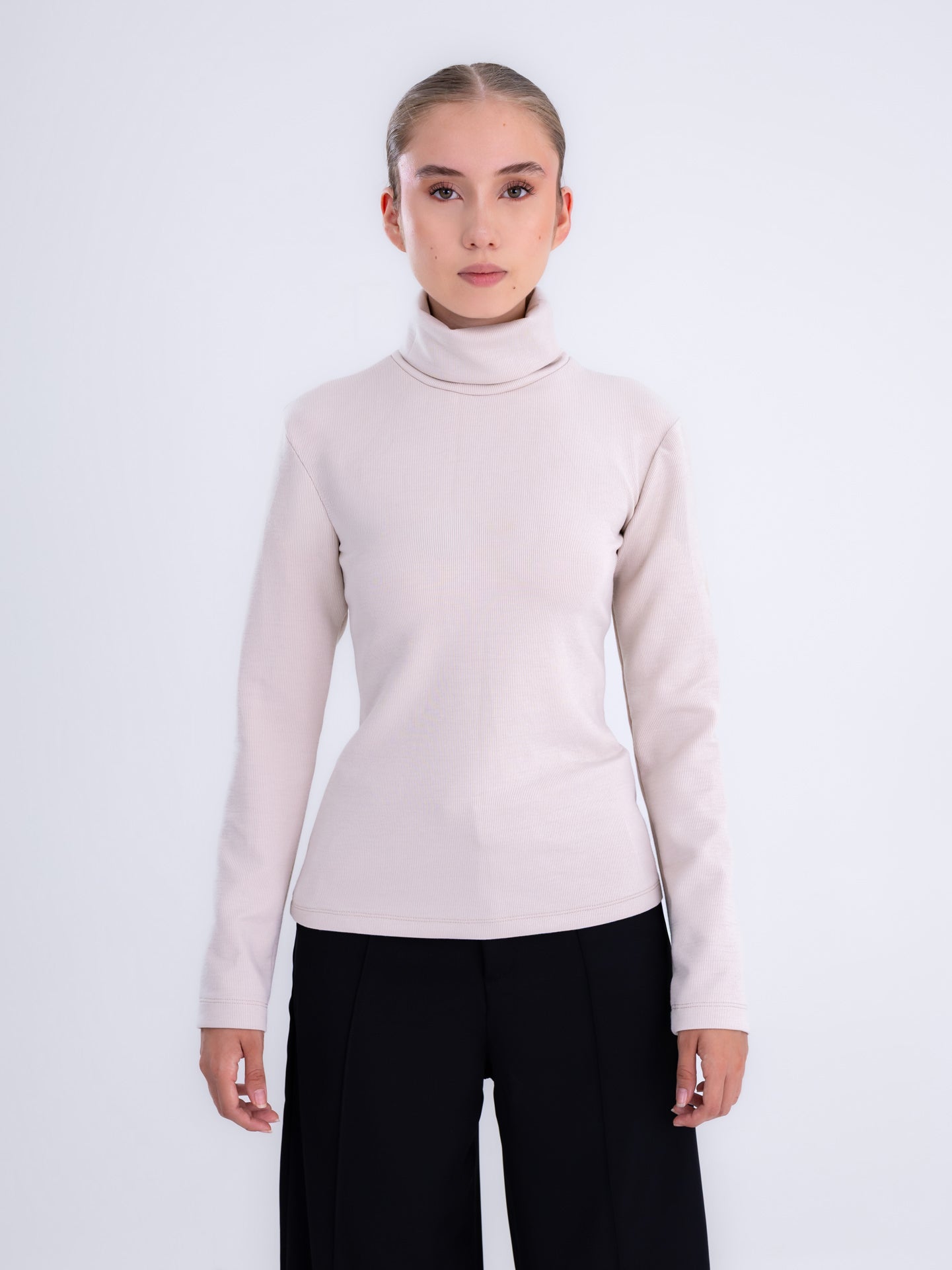 Beige Turtleneck Sweater