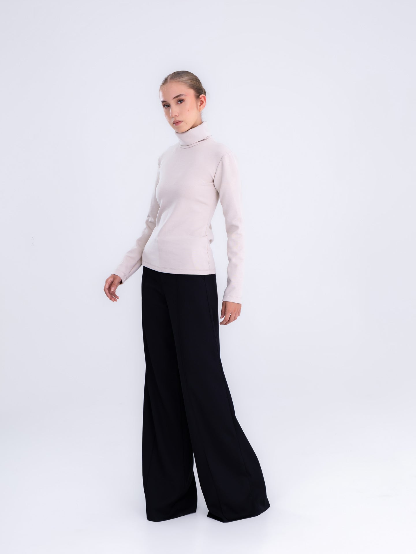 Beige Turtleneck Sweater