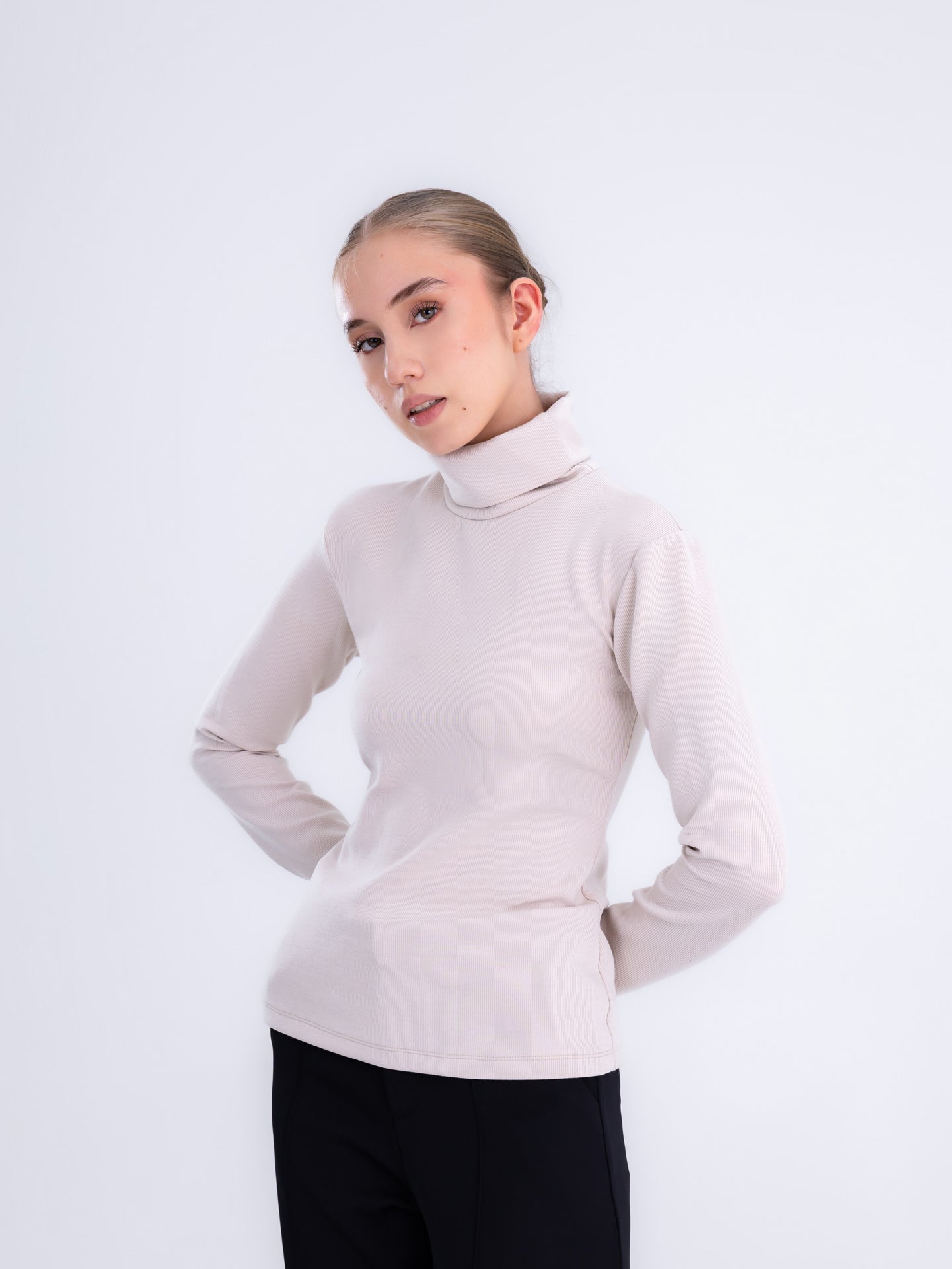 Beige Turtleneck Sweater