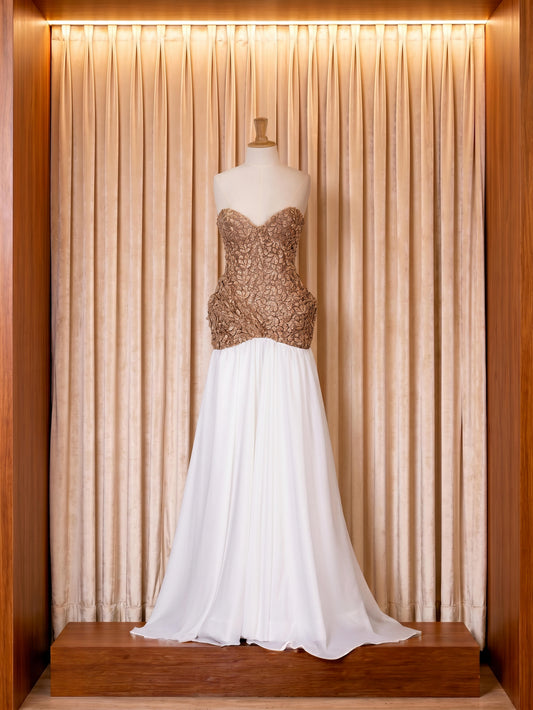 Vestido de gala Bronce y Marfil