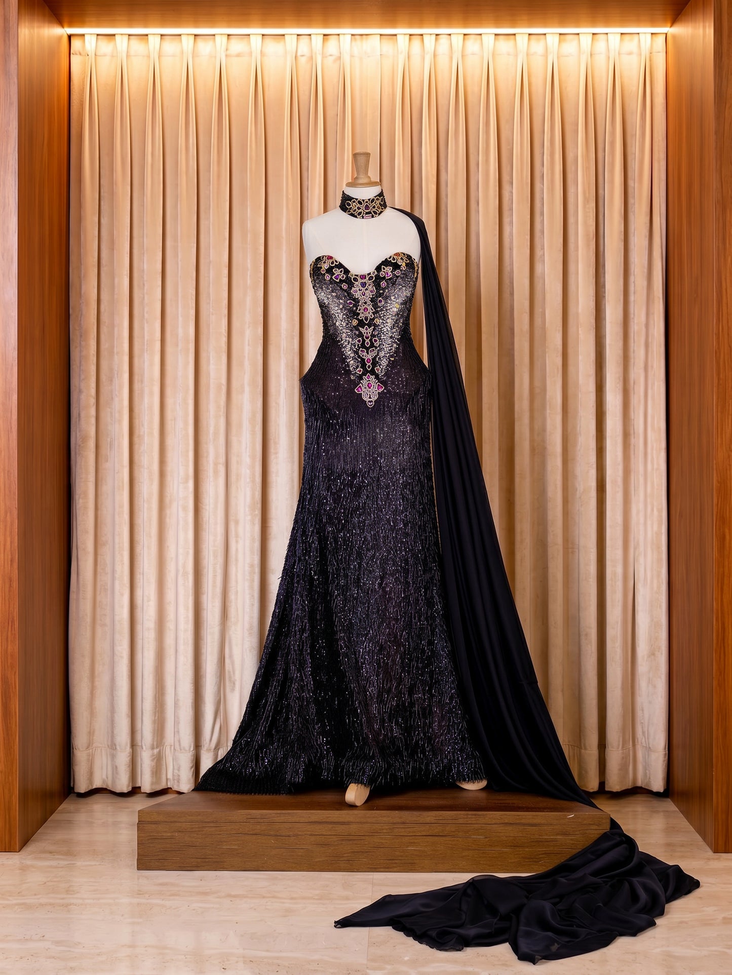 Vestido de gala negro amatista