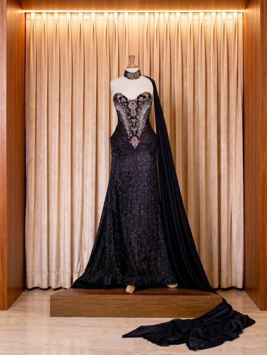 Vestido de gala negro amatista