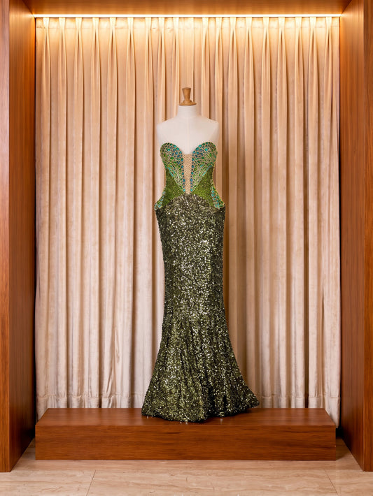 Vestido de gala verde esmeralda