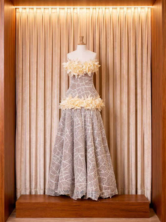 Vestido de gala marfil