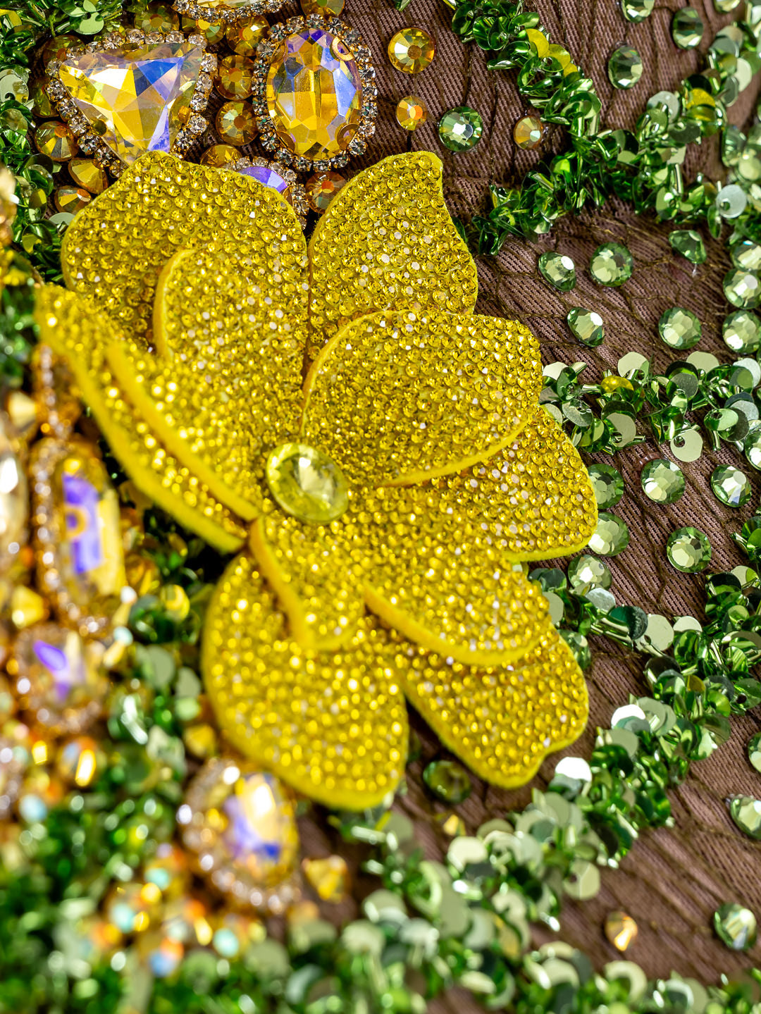 Vestido de gala girasol y verde