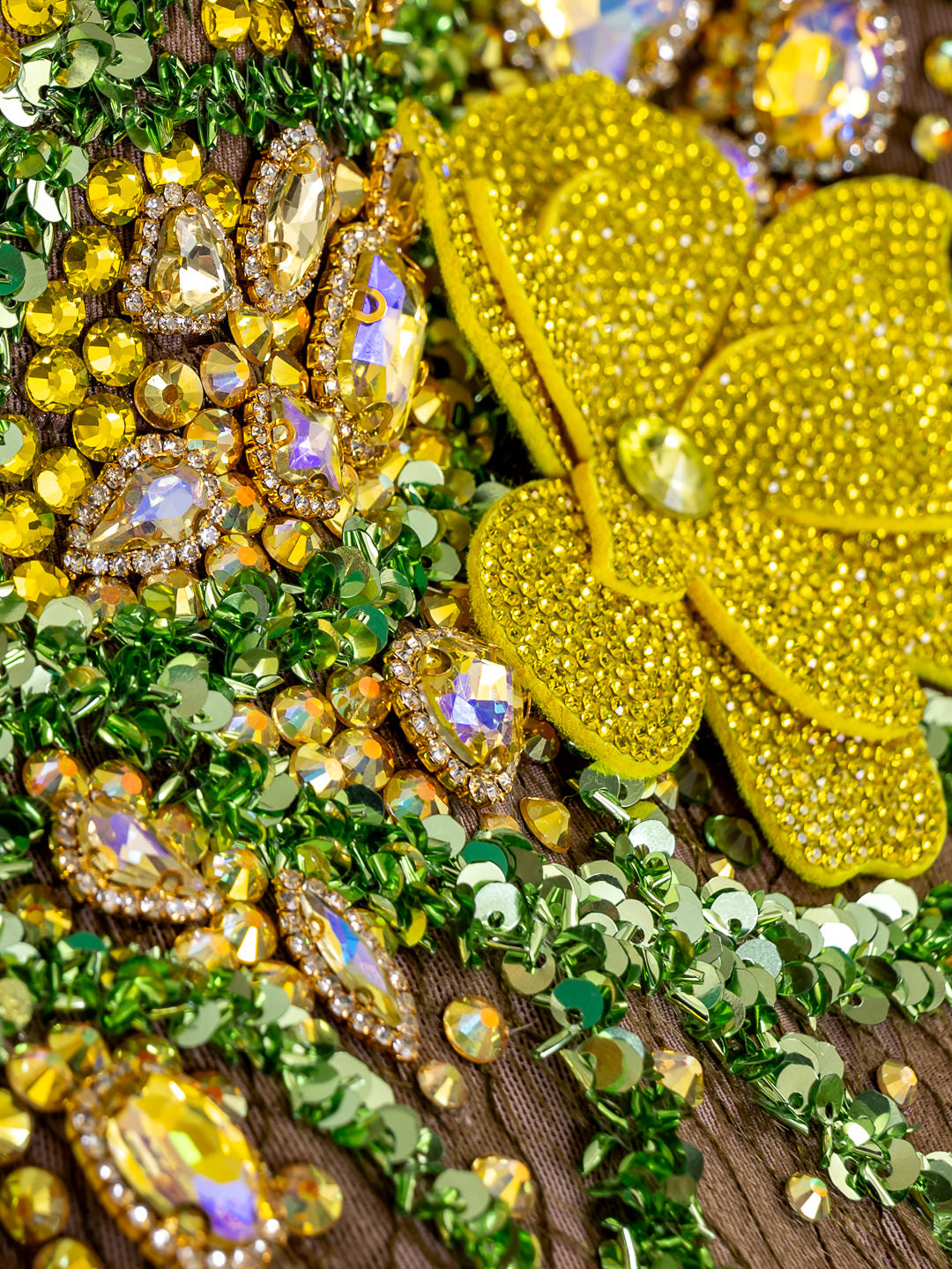 Vestido de gala girasol y verde